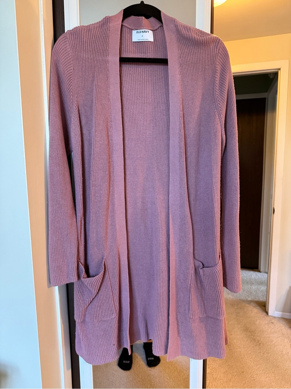 Old Navy Mauve Open-Front Long Cardigan with Pockets